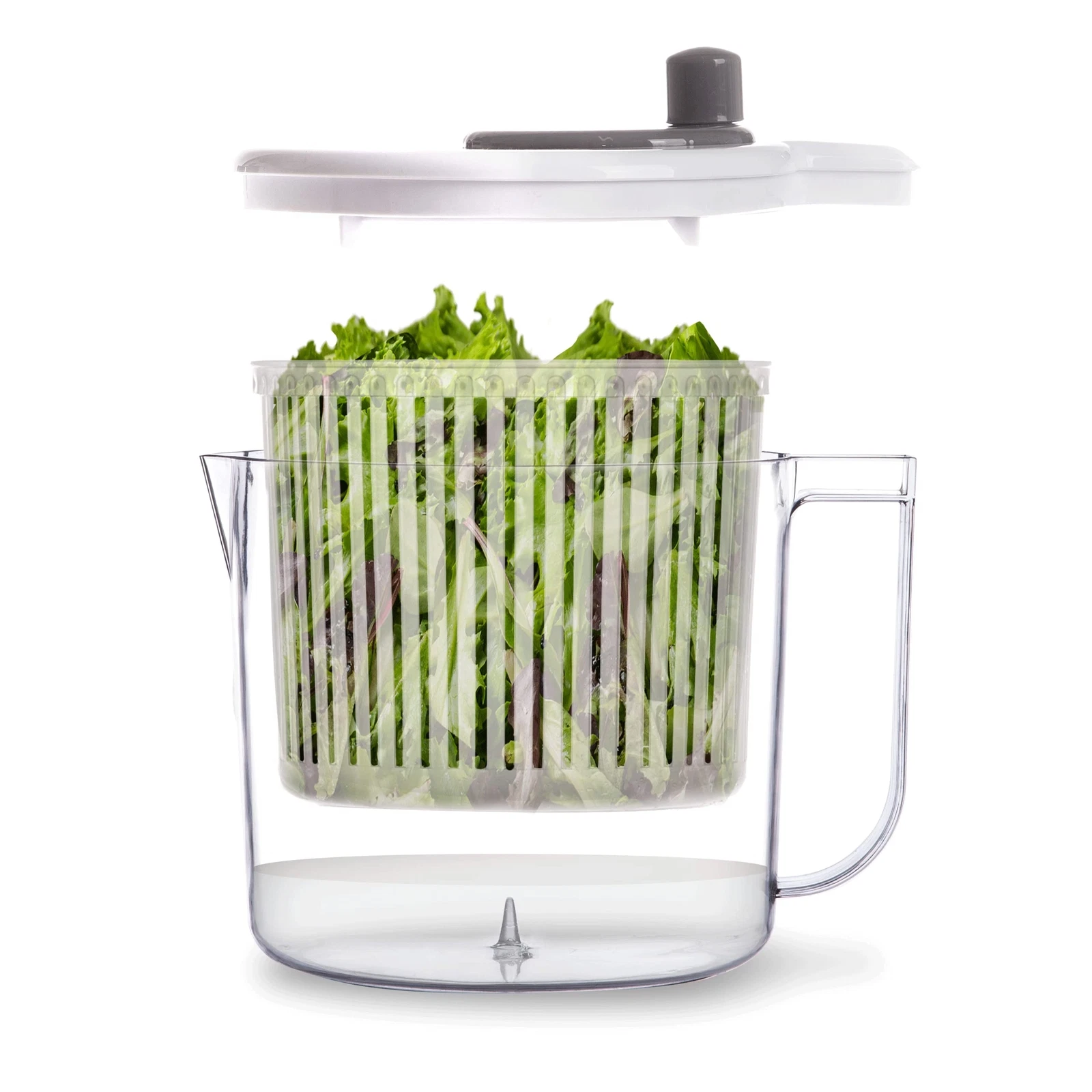 Manual Lettuce Spinner w/ Built-in Draining System Salad Colander Water Pitcher