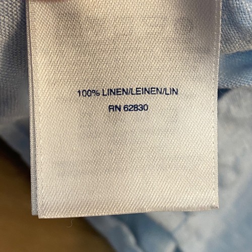 Lands End Shirt Mens Large Traditional Fit 100% Linen Blue Button Up - Picture 4 of 9
