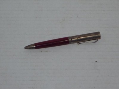 VINTAGE MONTEGRAPPA 925 STERLING & RED SWIRL CELLULOID BALLPOINT MECHANICAL PEN