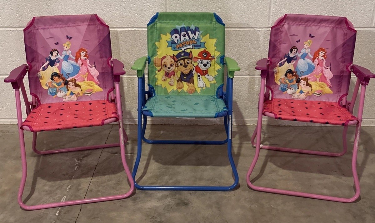 Lot of 3: Child Patio Chairs with armrests Disney Princess Paw Patrol