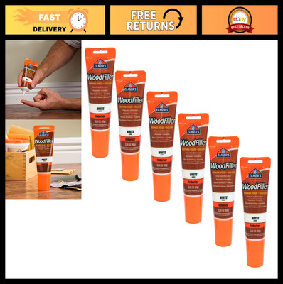 Wood Filler 3.25 oz Tube - White - 6 Pack, Perfect for Carpentry & Repairs