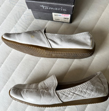 TAMARIS active Leder Halbschuhe Ballerina Slipper Mokassins, Gr. 39, weiß