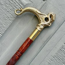 Dragon handle antique walking stick for men women cane handmade nautical gift Y2