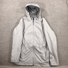 New Balance Windbreaker Jacket Womens Small Grey Excellent Hooded Mesh Lined