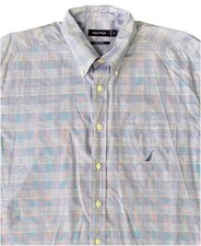 Nautica Classic Easy Care Mens Blue Yellow Plaid Long Sleeve Button Down Size XL