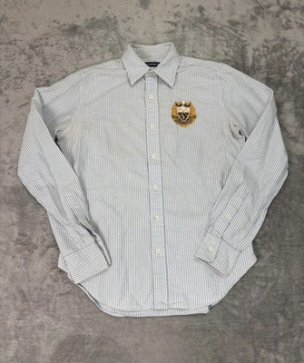 Ralph Lauren Sport Damen Oxford Hemd gestreift Gr. 2 Wappen Logo