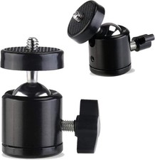 Universal 1/4" Swivel Mini Ball Head Screw Tripod Mount 2 Pack , 360 Degree Rota