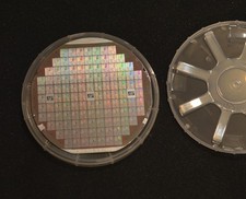 Historic 1983 Rockwell silicon wafer of Microprocessors made in USA - with case