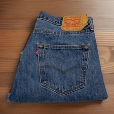 Levis 501 Jeans Mens 36x34 Blue Medium Wash Button Fly Straight Leg Denim Pants