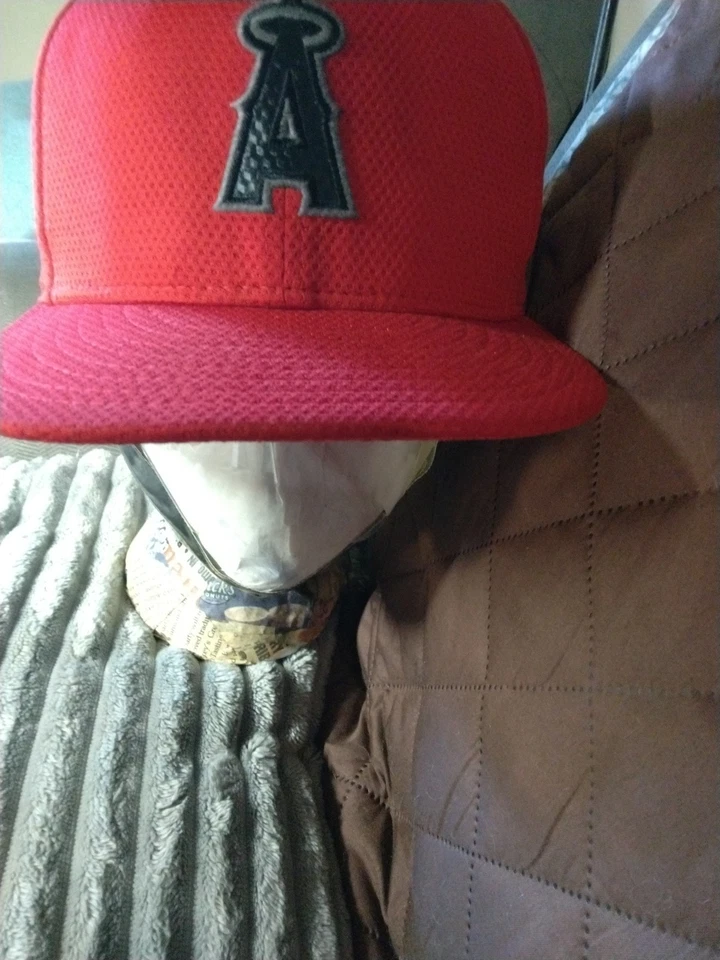 New Era Oakley Los Angeles Angels Snapback Hat Cap Red With Pin Mesh - Image 4 of 4