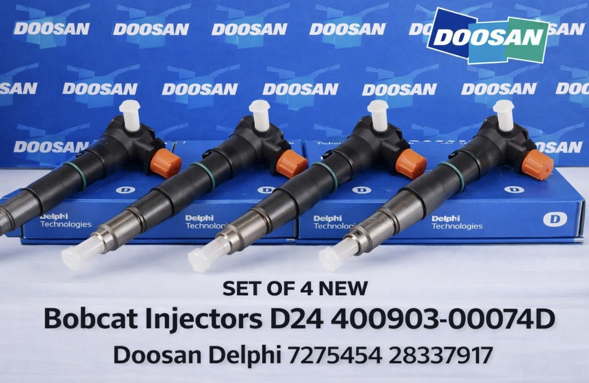SET OF 4 NEW Bobcat Injectors D24 400903-00074D Doosan Delphi 7275454 28337917