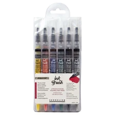Ink Brush Pen Set, 6-Colors, Iridescent