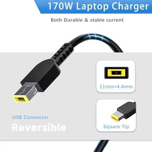 Cargador rápido de portátil 170 W para Lenovo ThinkPad P1 P50 P51 P52 P53 P70 P71 P73 P15 Foto 3 de 4