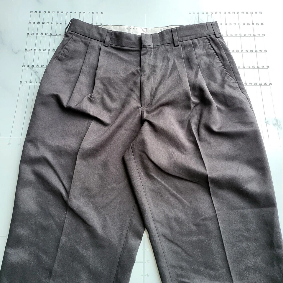 John Henry Pants 32x28 Black Chino Pleated Front Casual Office Work Tag 34x29 - Image 2 of 4