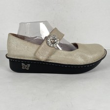 Alegria Paloma Shoes Womens Size 40 Gold Beige Suede Mary Jane Comfort Strap