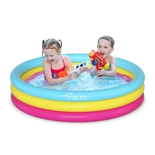 EVAJOY 58 Inch Inflatable Kids Pool Non Toxic Padded Bottom Safe Durable Fun