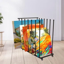 Carton Storage Rack Cart with Wheels Art Storage Cart Modern Multipurpose Simple