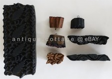 LOT antique 7pc TEXTILE FABRIC WALLPAPER handcarved WOOD PRINT BLOCKS primitive