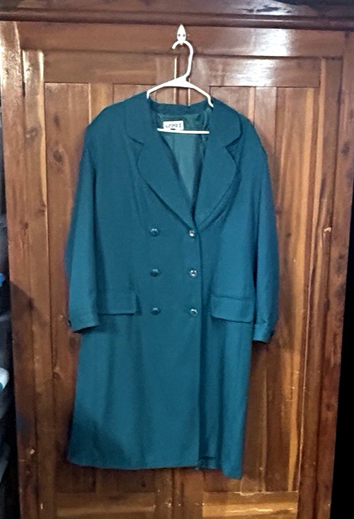 KASPER Women's Medium Length Hunter Green Trench Coat Size 18