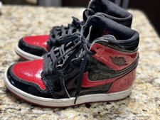 Nike Air Jordan 1 Mid Sneaker Black/Fire Red, White, Kids Size 5Y
