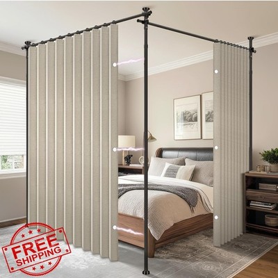 AJAZZ Room Divider Curtains Cream White 100x100 2 Panels
