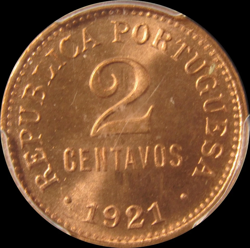 1921 Portugal 2 Centavo 2C PCGS MS65RD KM568 Key Date Top Pops @ PCGS - Image 4 of 4