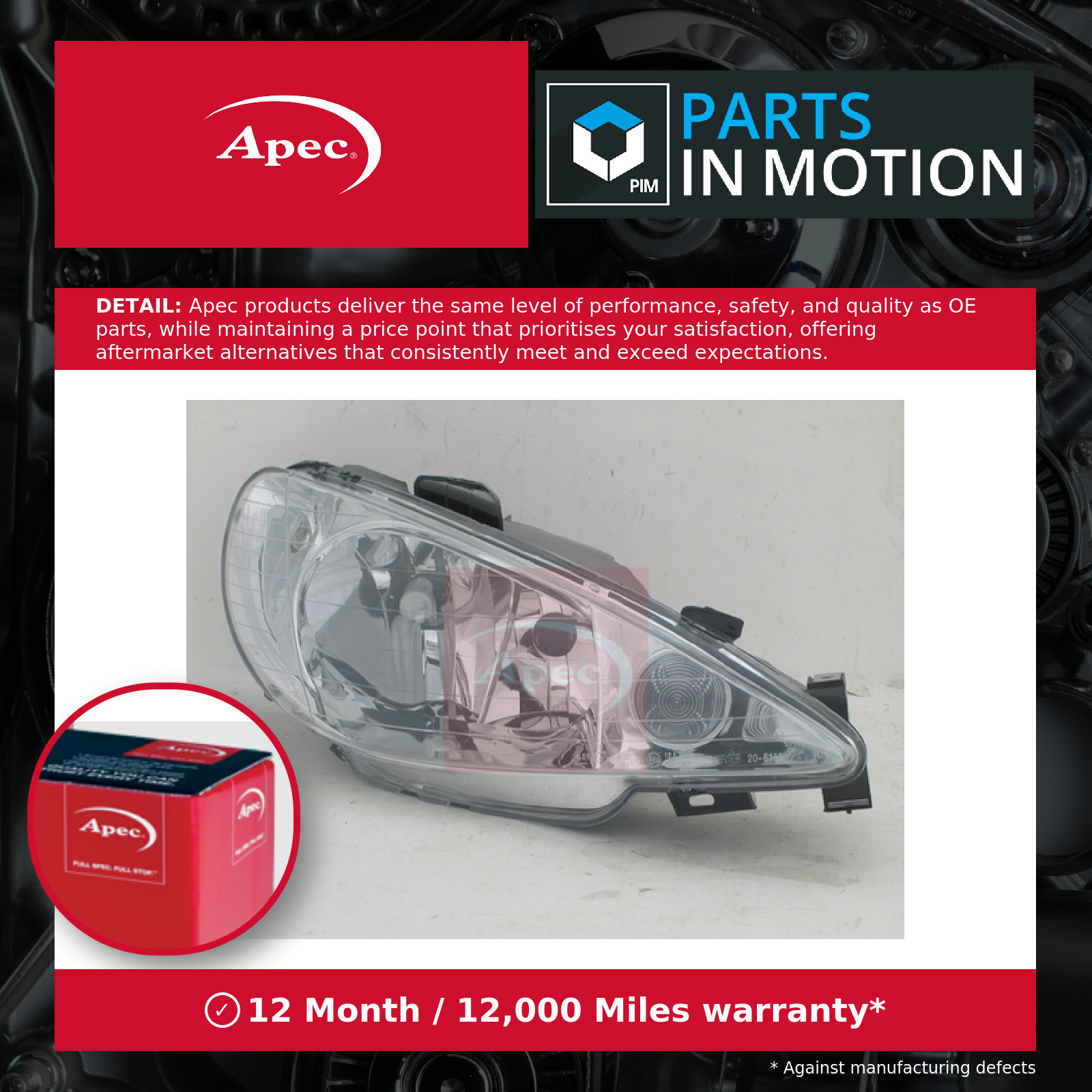 Headlight Headlamp ALH2420 Apec Genuine Top Quality Guaranteed New