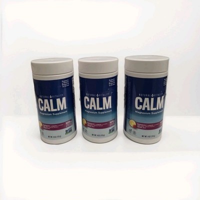  3× Natural Vitality Calm Magnesium Supplement Powder Raspberry Lemon 4 oz #409