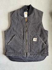 Vintage Carhartt black vest work wear Made In USA Union Stamp V020NX, Size L