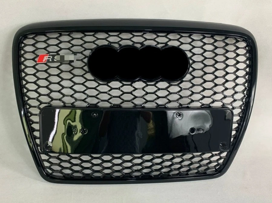适用于奥迪 A6 S6 C6 RS6 2005 - 2011 风格黑色环蜂窝前保险杠格栅 — 第 2/4 张图片