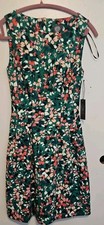 Vince Camuto pinch pleated floral green Sz 2 Nwt