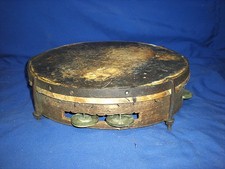 Antique Vintage Early 12" Wood Hand Percussion Tambourine