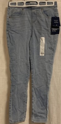 Crown & Ivy Girls Pull On Jeans Jeggings Sz 7 NWT Thompson Light Wash BTS Bell