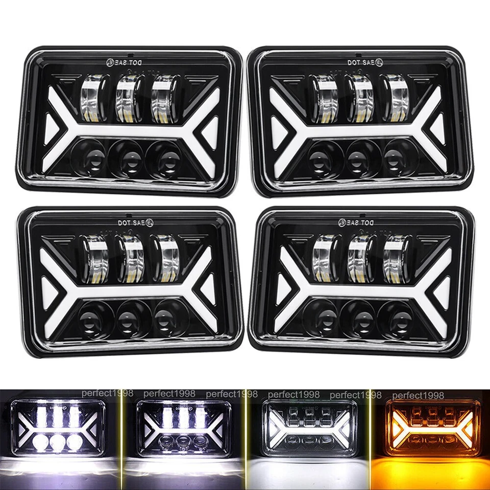 4 faros LED 4x6" lámpara de haz HI-LO para Chevy C10 K10 K5 Blazer 1981-1987 Foto 3 de 4