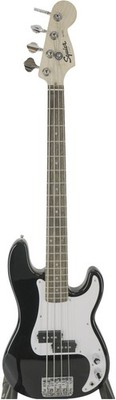 Squier Mini Precision Bass Guitar Black Electric P Bass Short Scale Compact