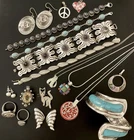 Vintage Sterling Silver Jewelry Mix Lot- Mexico, USA, Italy, DR  215 Grams