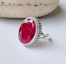 Ruby Gemstone 925 Sterling Silver Handmade Ring July Birthstone Promise Ring''