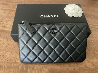 Chanel O Case Clutch NWT Black Lambskin Hardware Wallet Pouch LIMITED EDITION!