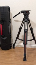 Sachtler Video 18 S1 Fluid Head & Cartoni SDS CF 100mm SmartStop Tripod w/ Case