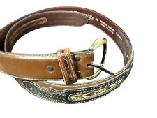 Nocona Men's Size 40 Brown Leather Belt Side Overlay N2476044