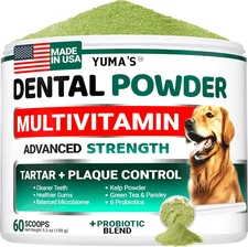 Dog Dental Powder 60 Scoops Breath Freshener with Multivitamin Dog Teeth Powder