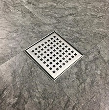 Neodrain 4-Inch Square Shower Drain with Removable Quadrato Pattern