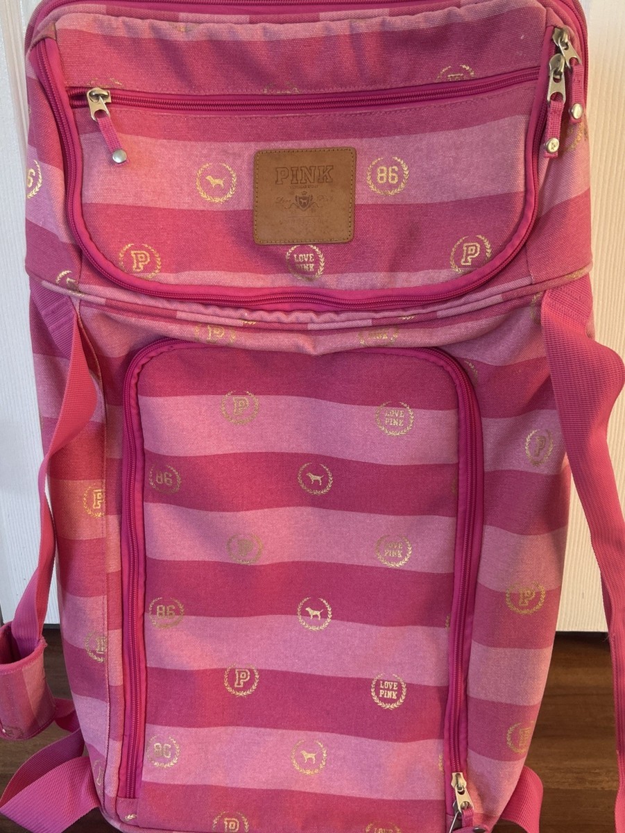Victoria's Secret Love Pink 86 Logo Canvas Rolling Duffle Bag