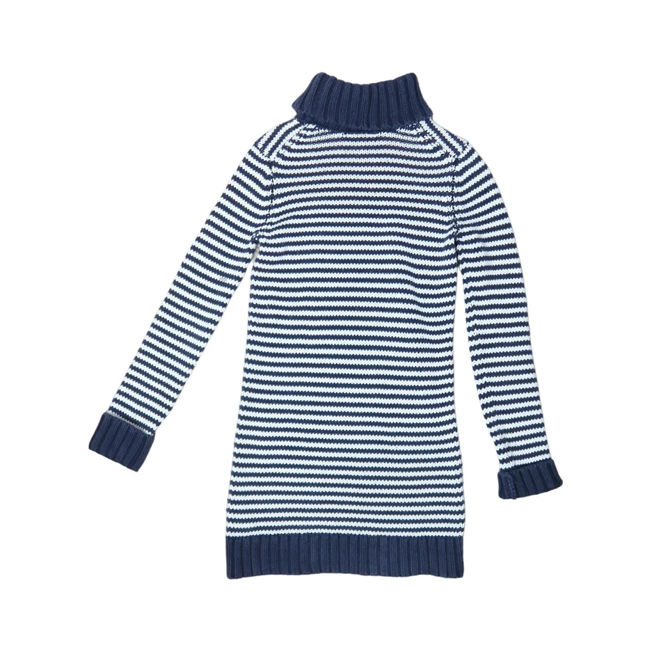 Juicy Couture Vestido Suéter Cuello Tortuga Tejido Rayas Azul Marino y Crema Niñas 12 Foto 3 de 4