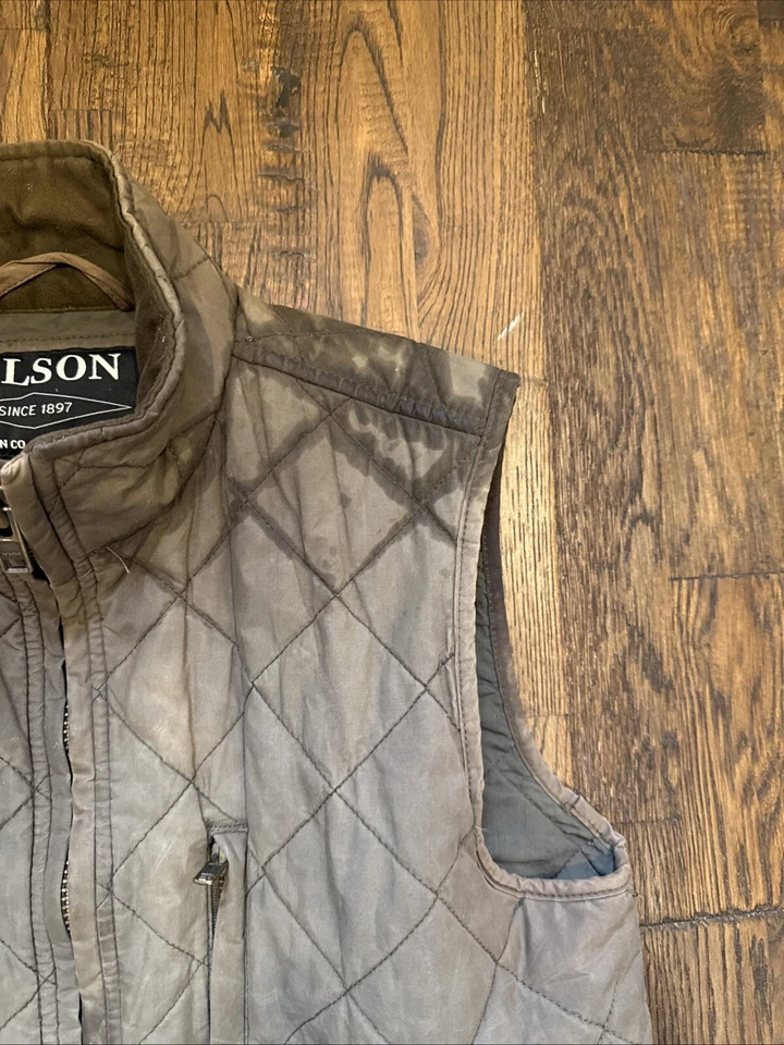 Chaleco Filson Para Mujer M Otter Verde Acolchado Milla Marcador Chaleco Aire Libre Senderismo Trabajo Foto 3 de 4