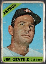 1966 Topps Baseball Card #45 Jim Gentile Houston Astros Poor Creases Vintage