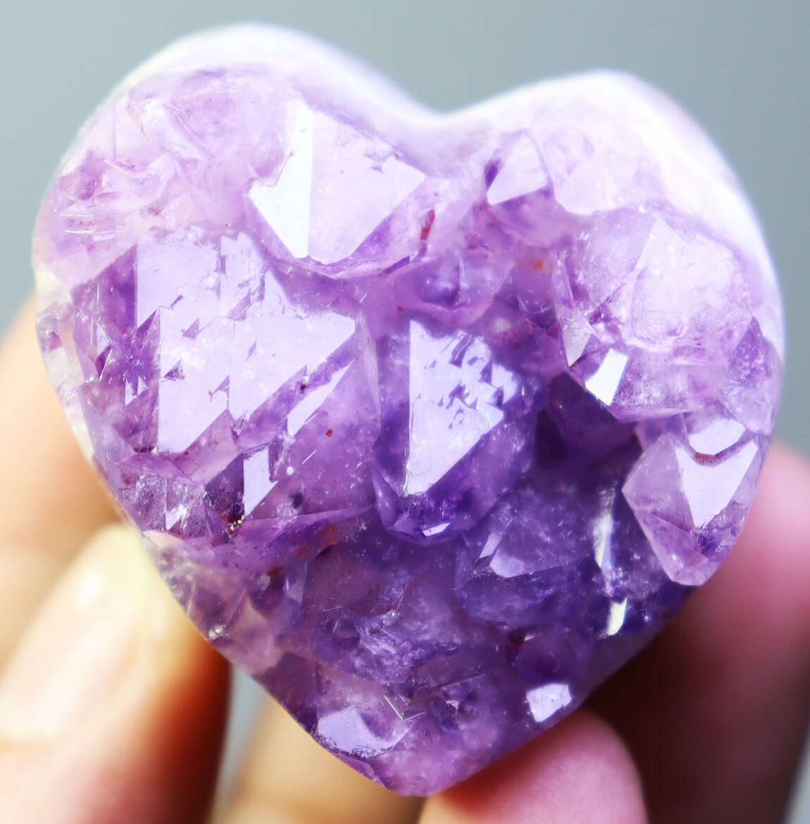 Natural Amethyst Heart - Shaped Quartz Crystal Cluster Stone Mineral Specimen
