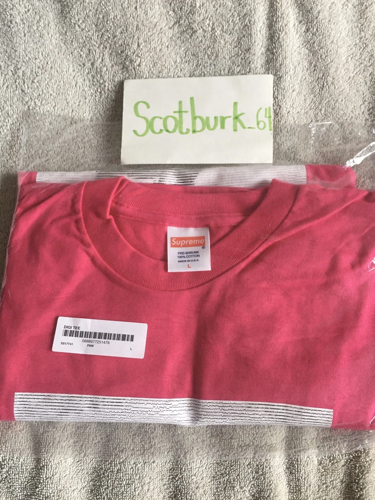 Supreme Digi Tee Pink Large SS17 W/ Original Packaging Slip Deadstock In Hand