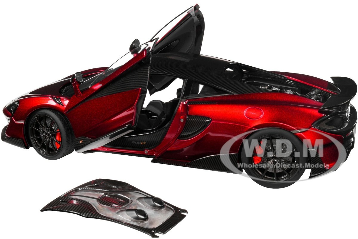 MCLAREN 600LT VERMILLION RED & CARBON 1/18 MODEL CAR BY AUTOART
