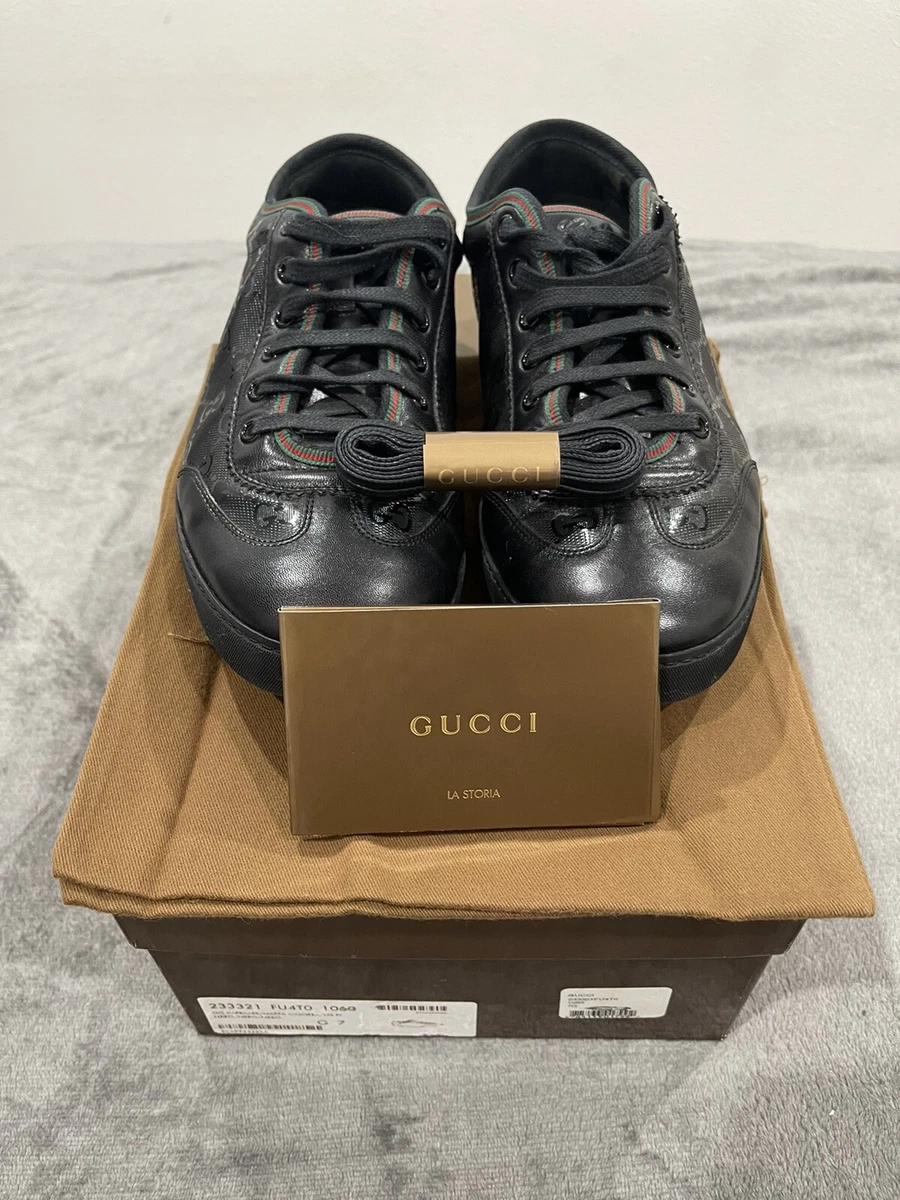 GUCCI Black GG Imprime Coated Canvas Vintage Sneakers Size 7G eBay